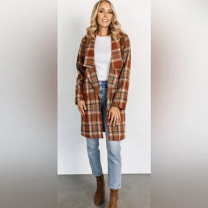 Andree by Unit Women’s Longline Copper Plaid Coat Shacket Size Large